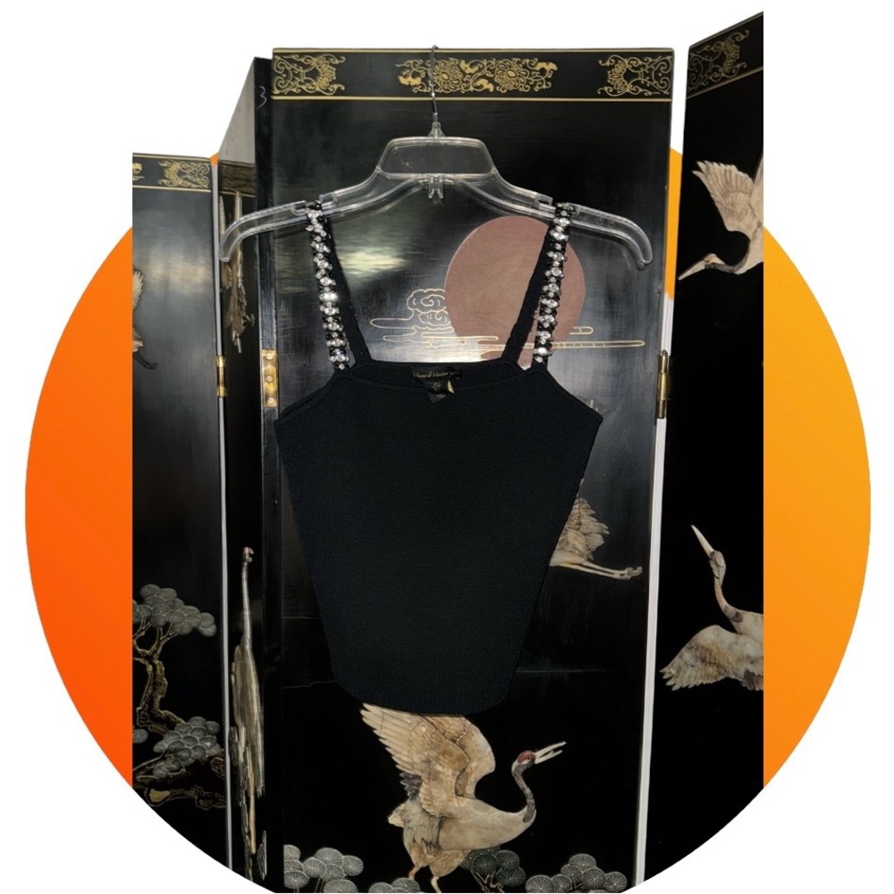 NWT House Of Harlow 1960 Black Embellished Tank Top